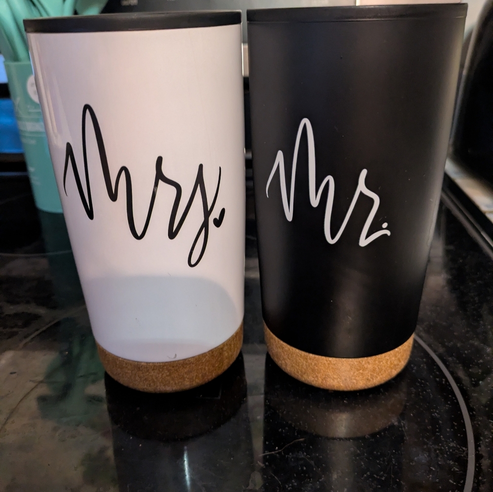 Mr. and Mrs. Insulated Tumblers with Cork Base
